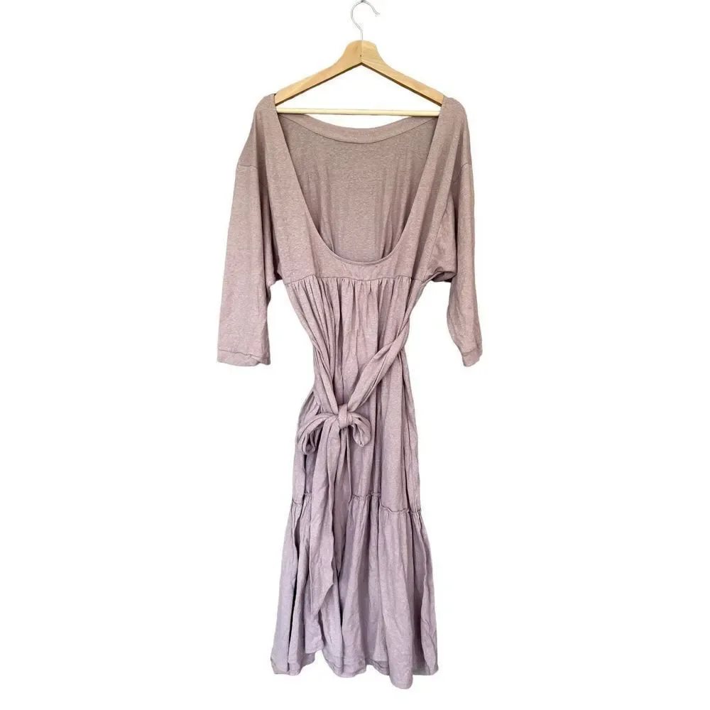 Free People Women's Gray Purple Dropped Shoulder A-Line Tiered Dress Size S NWOT